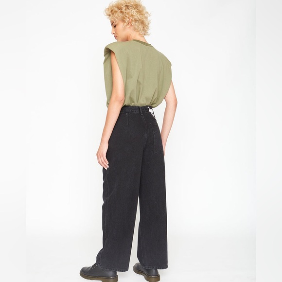 (B52) Free People x Sandrine Rose Wide Curve Leg Jeans in Rock, Size 28, NWT - Picture 4 of 13